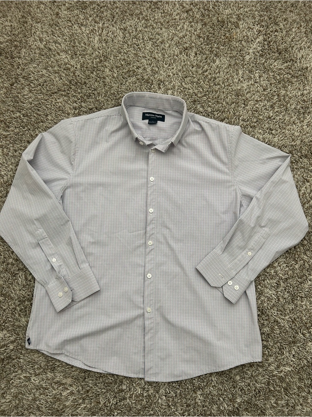 Mizzen+Main Leeward Classic No Tuck Dress Shirt Mens Large White Blue Red Check